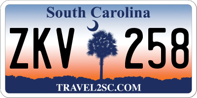 SC license plate ZKV258