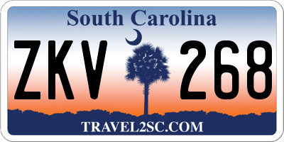 SC license plate ZKV268