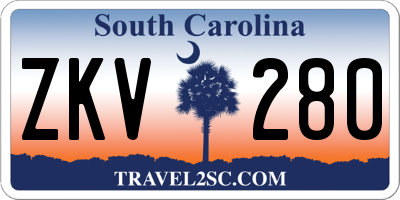 SC license plate ZKV280