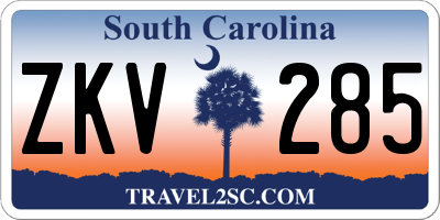 SC license plate ZKV285