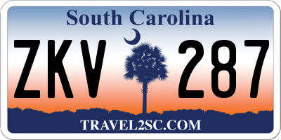 SC license plate ZKV287