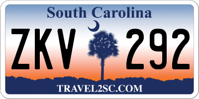SC license plate ZKV292