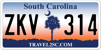 SC license plate ZKV314