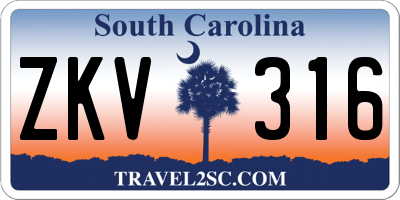 SC license plate ZKV316