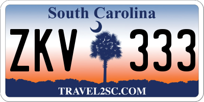 SC license plate ZKV333
