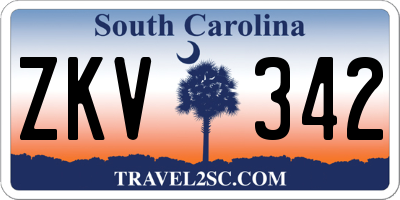 SC license plate ZKV342