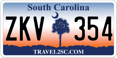 SC license plate ZKV354