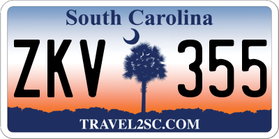 SC license plate ZKV355