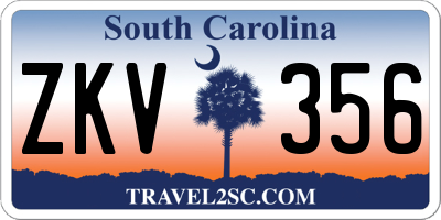 SC license plate ZKV356