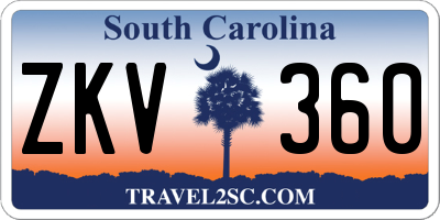 SC license plate ZKV360
