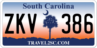 SC license plate ZKV386