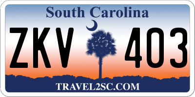 SC license plate ZKV403
