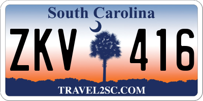 SC license plate ZKV416
