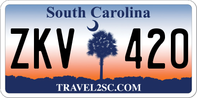 SC license plate ZKV420