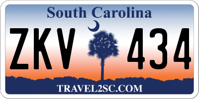 SC license plate ZKV434