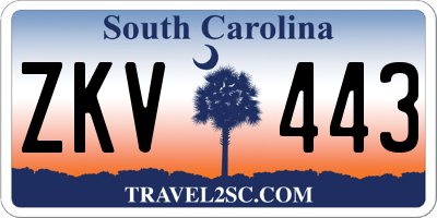 SC license plate ZKV443