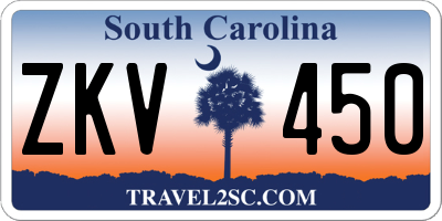 SC license plate ZKV450