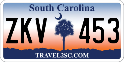 SC license plate ZKV453