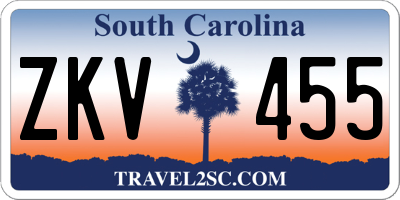 SC license plate ZKV455