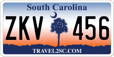 SC license plate ZKV456