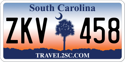 SC license plate ZKV458