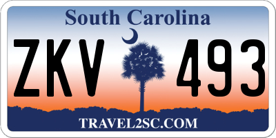 SC license plate ZKV493