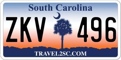 SC license plate ZKV496