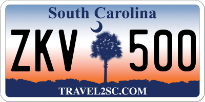SC license plate ZKV500
