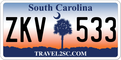 SC license plate ZKV533