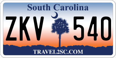 SC license plate ZKV540