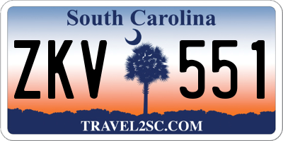 SC license plate ZKV551