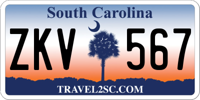 SC license plate ZKV567