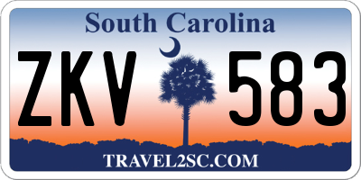 SC license plate ZKV583