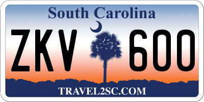 SC license plate ZKV600
