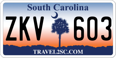 SC license plate ZKV603