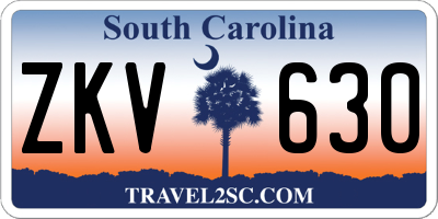 SC license plate ZKV630