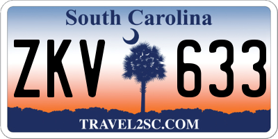 SC license plate ZKV633