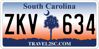 SC license plate ZKV634