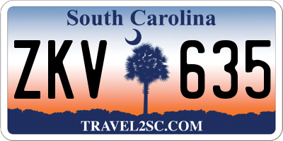 SC license plate ZKV635