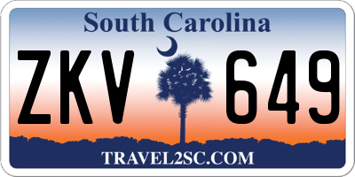 SC license plate ZKV649