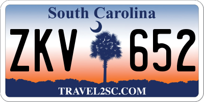 SC license plate ZKV652