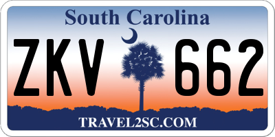 SC license plate ZKV662