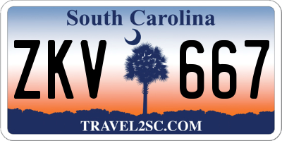 SC license plate ZKV667