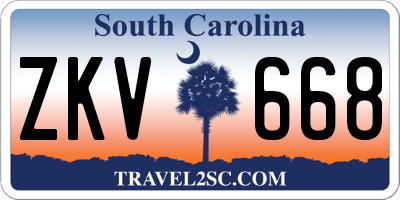 SC license plate ZKV668