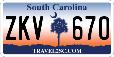 SC license plate ZKV670
