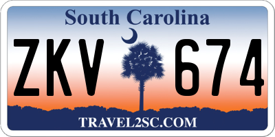 SC license plate ZKV674