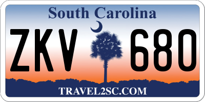 SC license plate ZKV680
