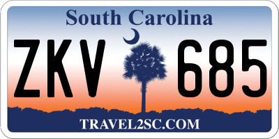 SC license plate ZKV685