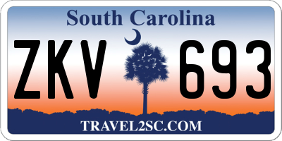 SC license plate ZKV693