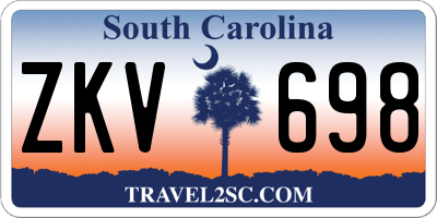 SC license plate ZKV698